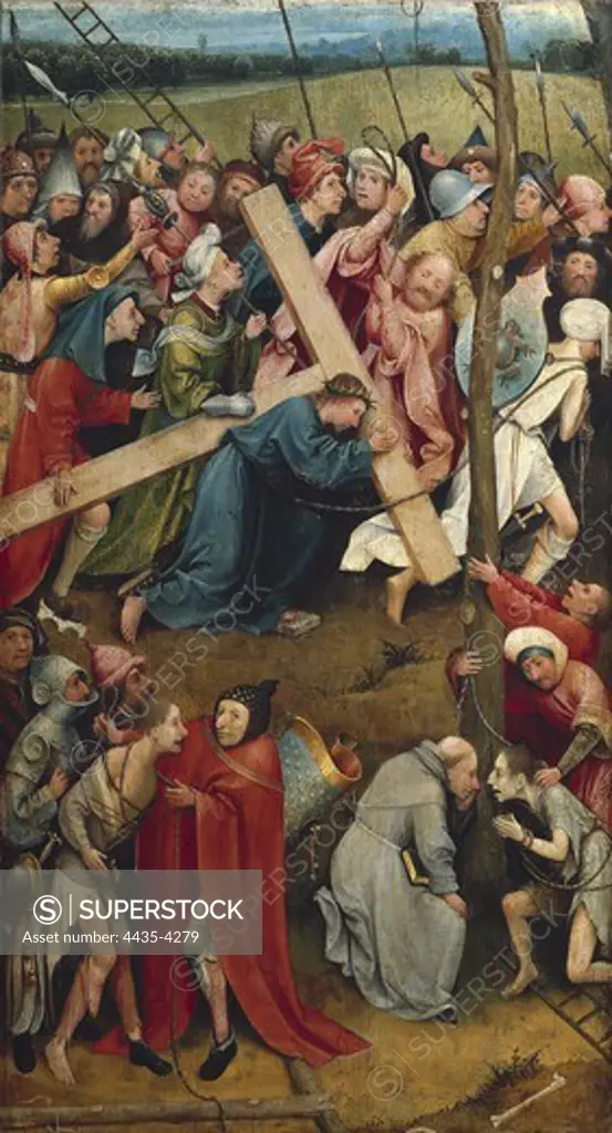 Bosch, Hieronymus Van Aeken, called (1450-1516). Christ Carrying the Cross. 1490s. Work belonging to one of the shutters from an altarpiece. Flemish art. Oil on canvas. AUSTRIA. VIENNA. Vienna. Kunsthistorisches Museum Vienna (Museum of Art History).