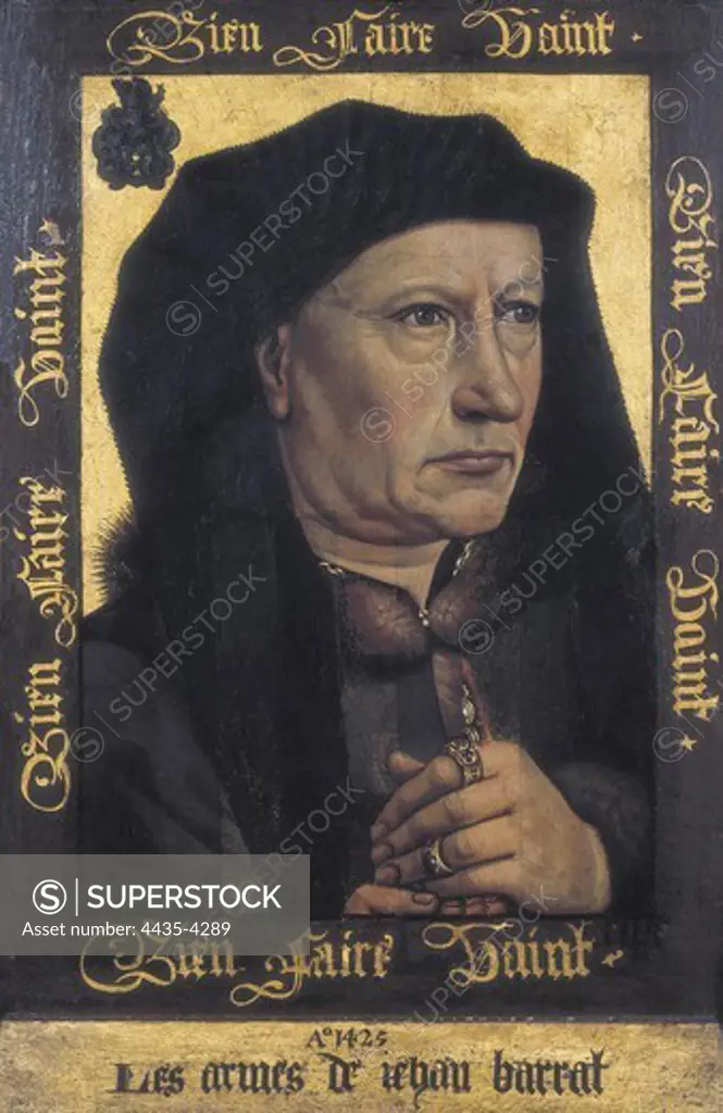 Campin, Robert, called 'Master of FlŽmalle' (1378-1444). BarthŽlemy Alatruye. ca. 1415-1440. Portrait of a secretary belonging to the court of Philip the Good. Oil on wood. BELGIUM. WALLONIA. HAINAUT. Tournai. Fine Arts Museum.