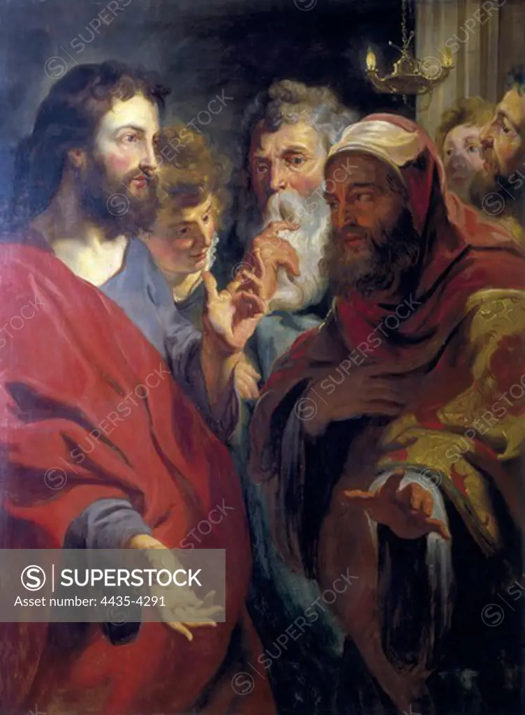RUBENS, Peter Paul (1577-1640). Jesus Christ Teaching Nicodemus. Flemish art. Oil on canvas. BELGIUM. WALLONIA. HAINAUT. Tournai. Fine Arts Museum.