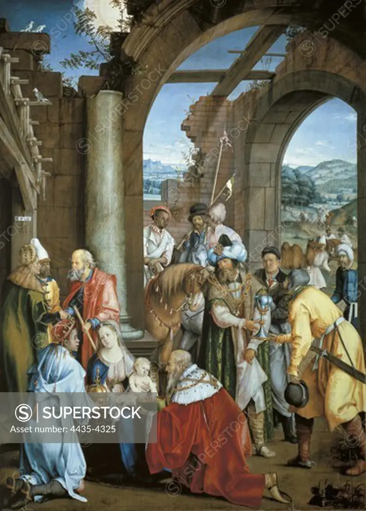 KULMBACH, Hans SŸss von (1480-1522). Adoration of the Kings. 1511. Renaissance art. Oil on wood. GERMANY. BERLIN. Berlin. Nationalgalerie (National Gallery).