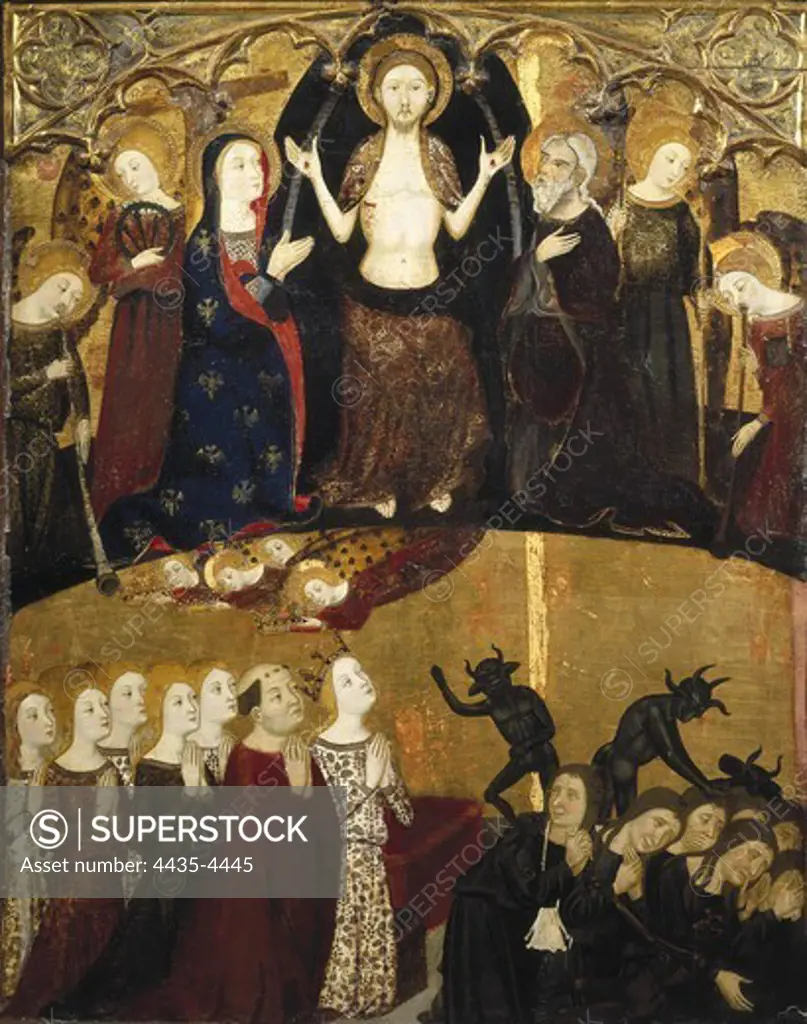 SERRA, Jaume (1358-1397). Altarpiece of the Holy Sepulchre. 14th c. The Last Judgment. Gothic art. Tempera on wood. SPAIN. ARAGON. Zaragoza. Zaragoza Province Museum.