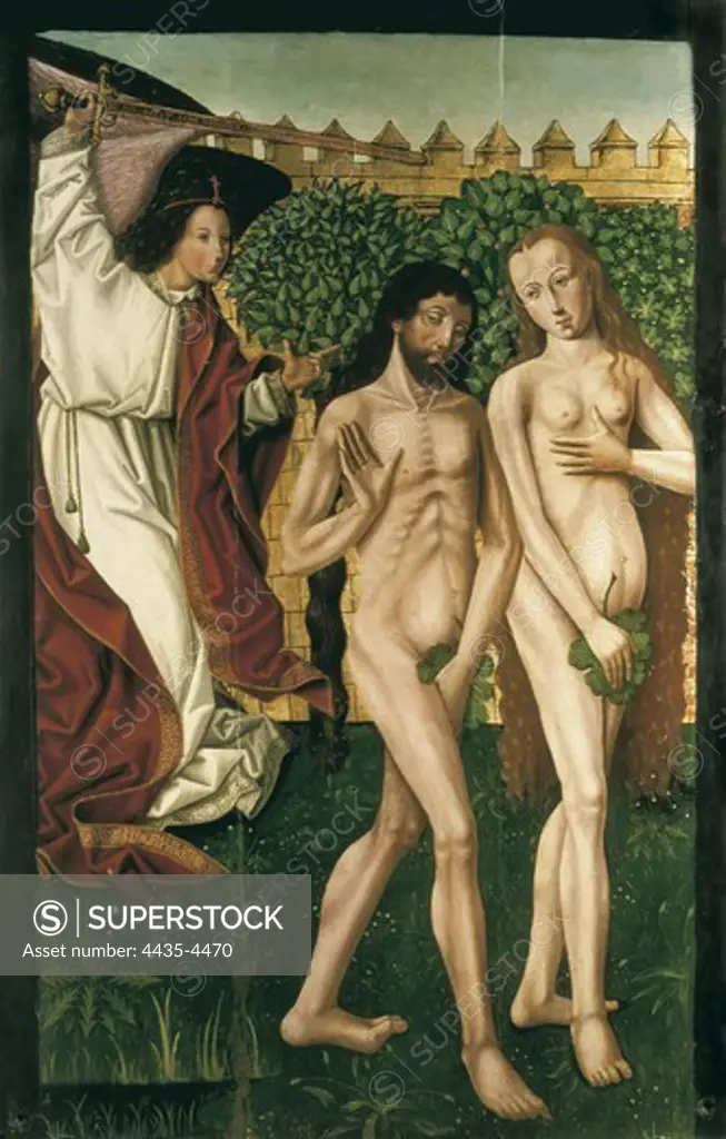 Antonio, called 'Maestro Antonio' (16th century). The Expulsion from Paradise. 16th c. Gothic art. Painting. SPAIN. CASTILE AND LEON. Palencia. Diocesan Museum.