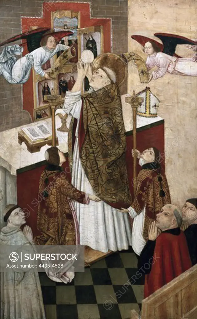 Mass of St. Martin. 15th c. Castilian school. Oil on wood. SPAIN. BASQUE COUNTRY. VIZCAYA. Bilbao. Bilbao Fine Arts Museum.