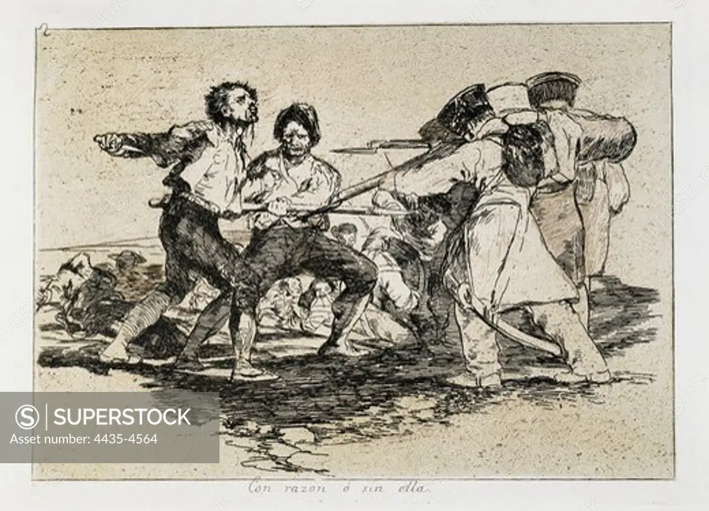 GOYA Y LUCIENTES, Francisco de (1746-1828). The Disasters of War. With Reason, or Without. 1810-1820. Engraving. SPAIN. MADRID (AUTONOMOUS COMMUNITY). Madrid. National Library.