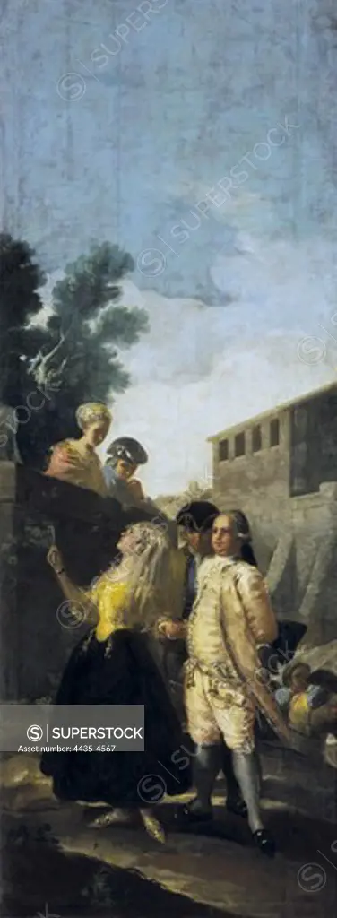 GOYA Y LUCIENTES, Francisco de (1746-1828). The Officer and the Lady. 1779. Painted for the Princes' Bedroom at El Pardo. Also known as 'The Walk'. Oil on canvas. SPAIN. MADRID (AUTONOMOUS COMMUNITY). Madrid. Prado Museum.