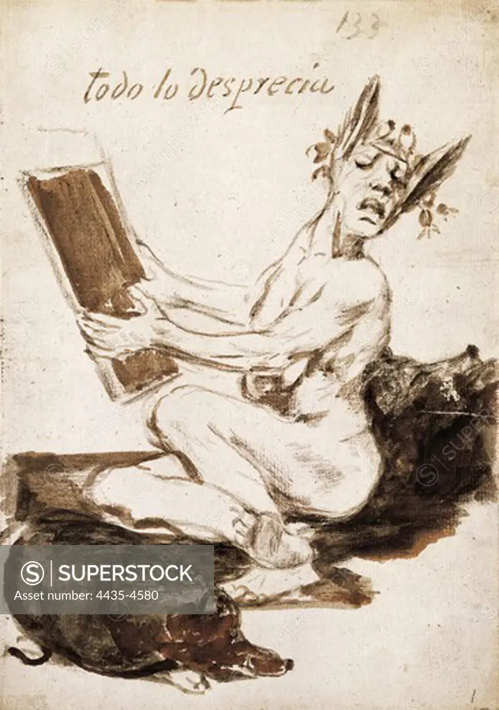 GOYA Y LUCIENTES, Francisco de (1746-1828). Todo lo desprecia' (He despises everything). Romanticism. Drawing. SPAIN. MADRID (AUTONOMOUS COMMUNITY). Madrid. Prado Museum.