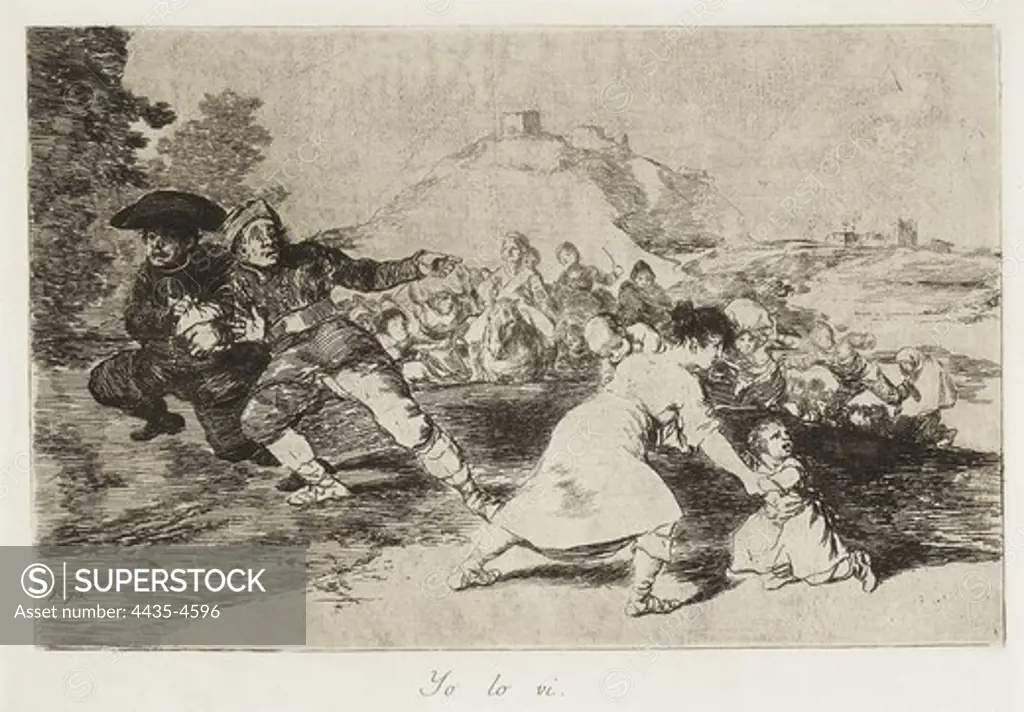 GOYA Y LUCIENTES, Francisco de (1746-1828). I saw it. 1810-1812. Plate 44 of 'The Disasters of War'. Etching. SPAIN. MADRID (AUTONOMOUS COMMUNITY). Madrid. National Library.