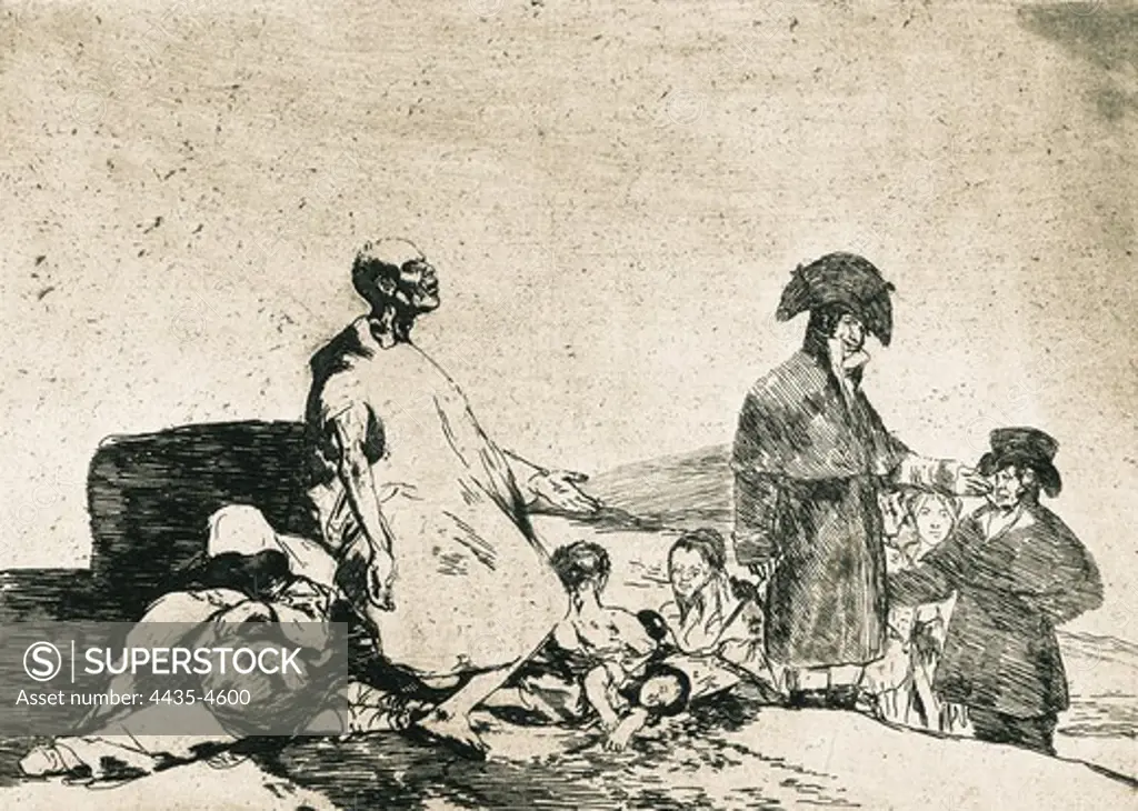 GOYA Y LUCIENTES, Francisco de (1746-1828). Perhaps they are of another breed. 1810-1820. Plate 61 of 'The Disasters of War'. Etching. SPAIN. MADRID (AUTONOMOUS COMMUNITY). Madrid. National Library.