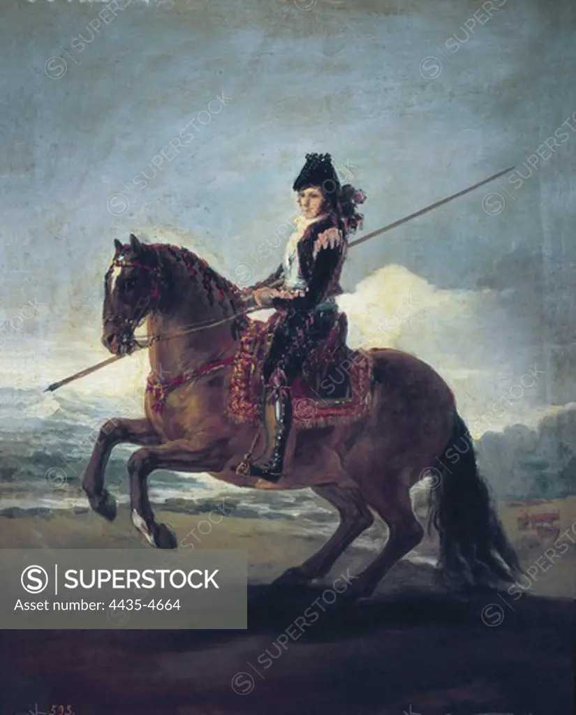 GOYA Y LUCIENTES, Francisco de (1746-1828). Un garrochista a caballo (A garroche rider on horseback). 1791-1792. Romanticism. Oil on canvas. SPAIN. MADRID (AUTONOMOUS COMMUNITY). Madrid. Prado Museum.