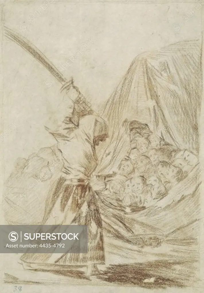 GOYA Y LUCIENTES, Francisco de (1746-1828). Modern Judith 1797 - 1798. 1797 - 1798. Sanguine. Romanticism. Drawing. SPAIN. MADRID (AUTONOMOUS COMMUNITY). Madrid. Prado Museum.
