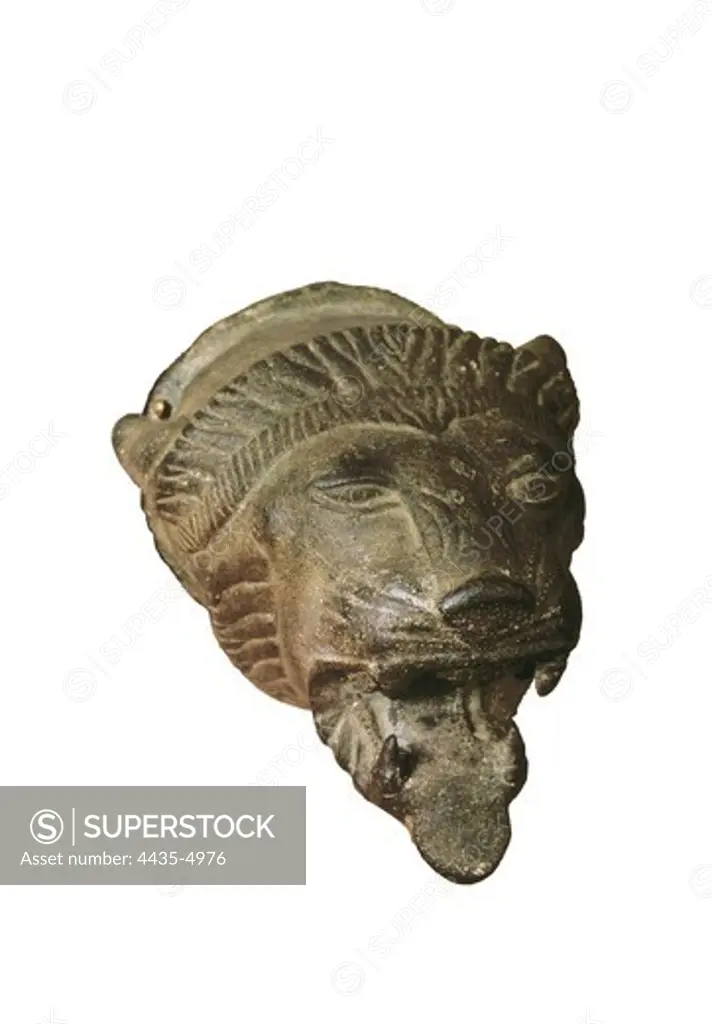 Head of a Panther. 4th c. BC. Classical Greek art. Sculpture on bronze. SPAIN. CATALONIA. BARCELONA. Barcelona. Archaeology Museum of Catalonia. Proc: SPAIN. VALENCIA. ALICANTE. Xˆbia.