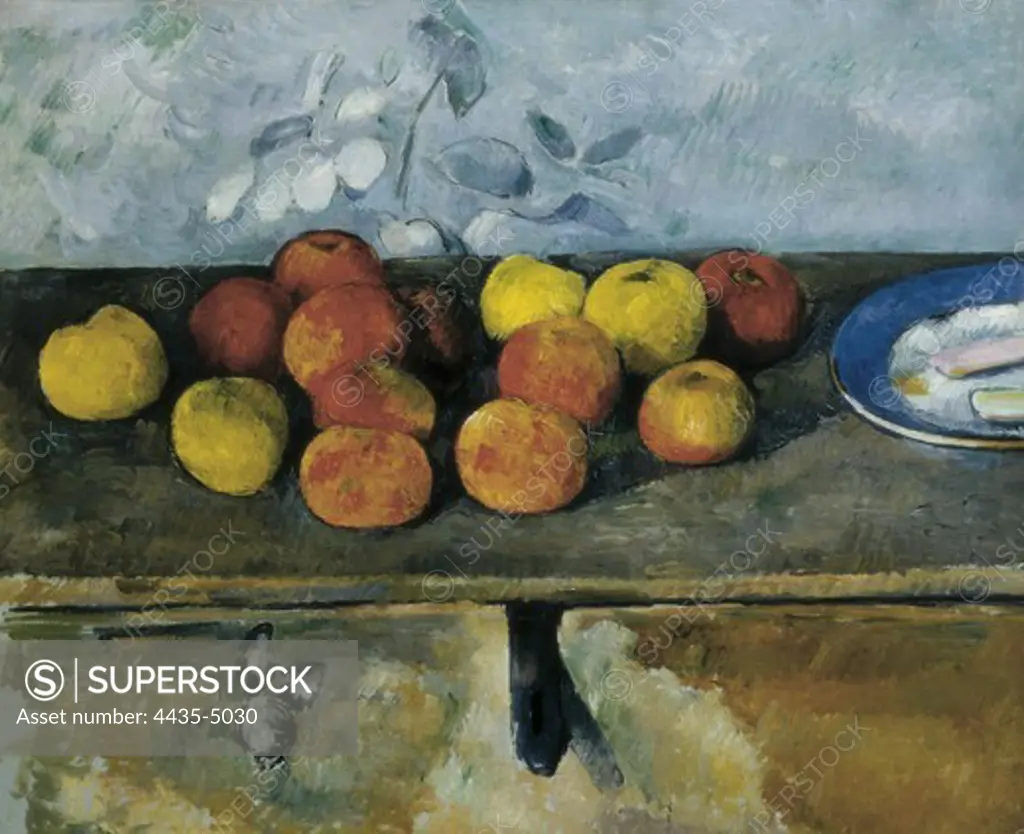 CEZANNE, Paul (1839-1906). Still life of apples and biscuits. 1880-1882. Post-Impressionism. Oil on canvas. FRANCE. ëLE-DE-FRANCE. Paris. Orangerie Museum.