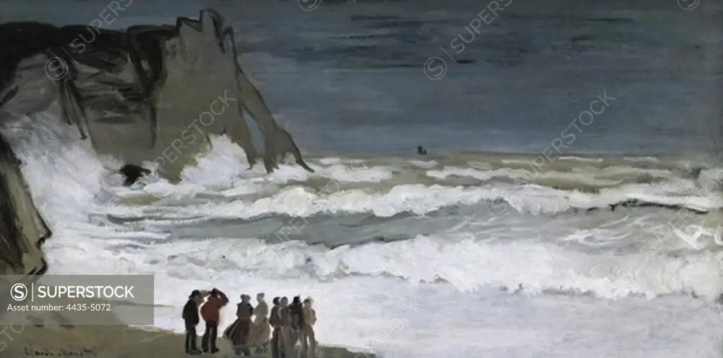 MONET, Claude (1840-1926). Rough Sea at Etretat. 1868-1869. Impressionism. Oil on canvas. FRANCE. ëLE-DE-FRANCE. Paris. MusŽe d'Orsay (Orsay Museum).
