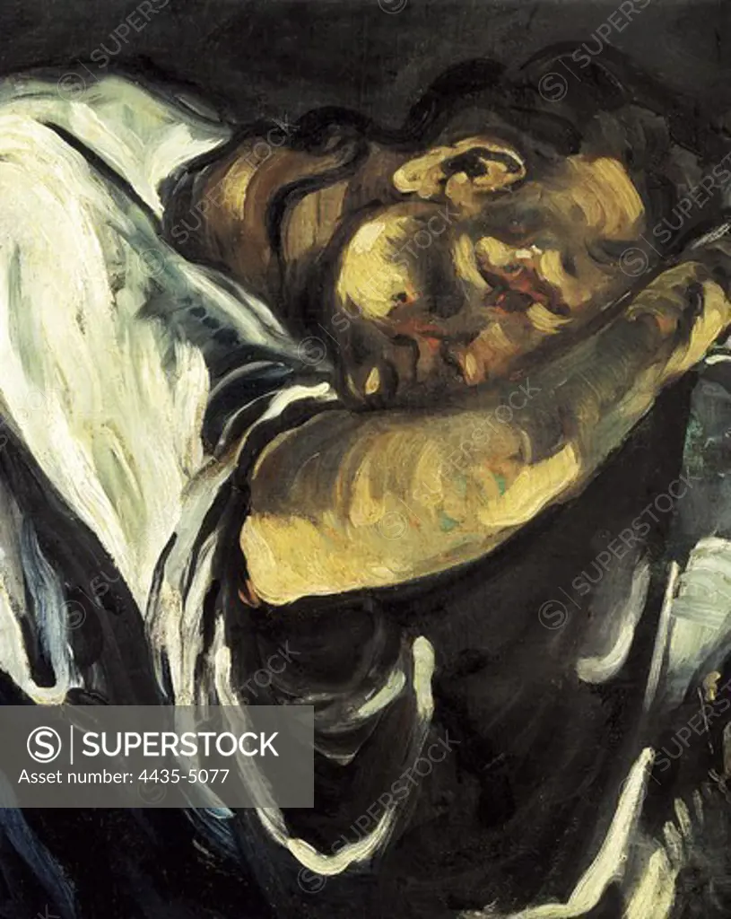 CEZANNE, Paul (1839-1906). The Magdalen, or Sorrow (La Madeleine, or La Douleur). 1869. Central detail. From the decoration of Jas-de-Bouffan, property of the artist's family near Aix-en-Provence, painted on the same canvas as the 'Christ in Limbo'. Post-Impressionism. Oil on canvas. FRANCE. ëLE-DE-FRANCE. Paris. MusŽe d'Orsay (Orsay Museum).