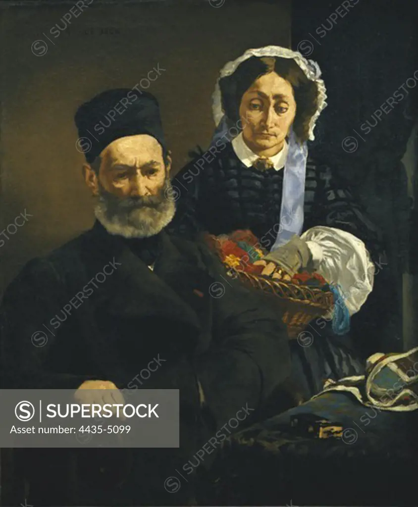 MANET, ƒdouard (1832-1883). Portrait of Monsieur and Madame Auguste Manet. 1860. Artist's parents. Impressionism. Oil on canvas. FRANCE. ëLE-DE-FRANCE. Paris. MusŽe d'Orsay (Orsay Museum).