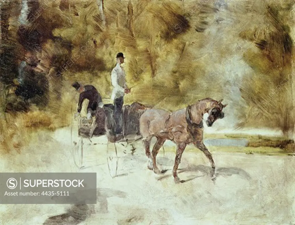 TOULOUSE-LAUTREC, Henri de (1864-1901). In Dog-Car. 1880. Post-Impressionism. Oil on wood. FRANCE. MIDI-PYRƒNƒES. TARN. Albi. Toulouse-Lautrec Museum.