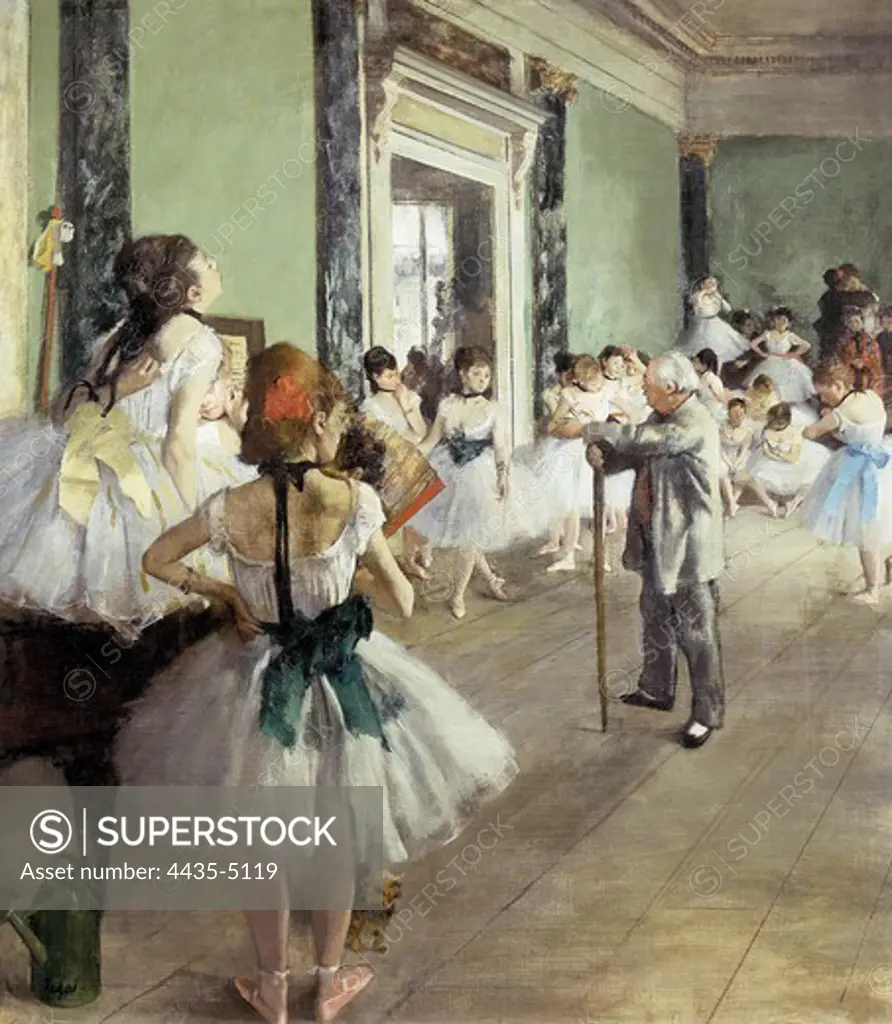 DEGAS, Edgar (1834-1917). The Dancing Class. 1873 - 1876. Impressionism. Oil on canvas. FRANCE. ëLE-DE-FRANCE. Paris. MusŽe d'Orsay (Orsay Museum).