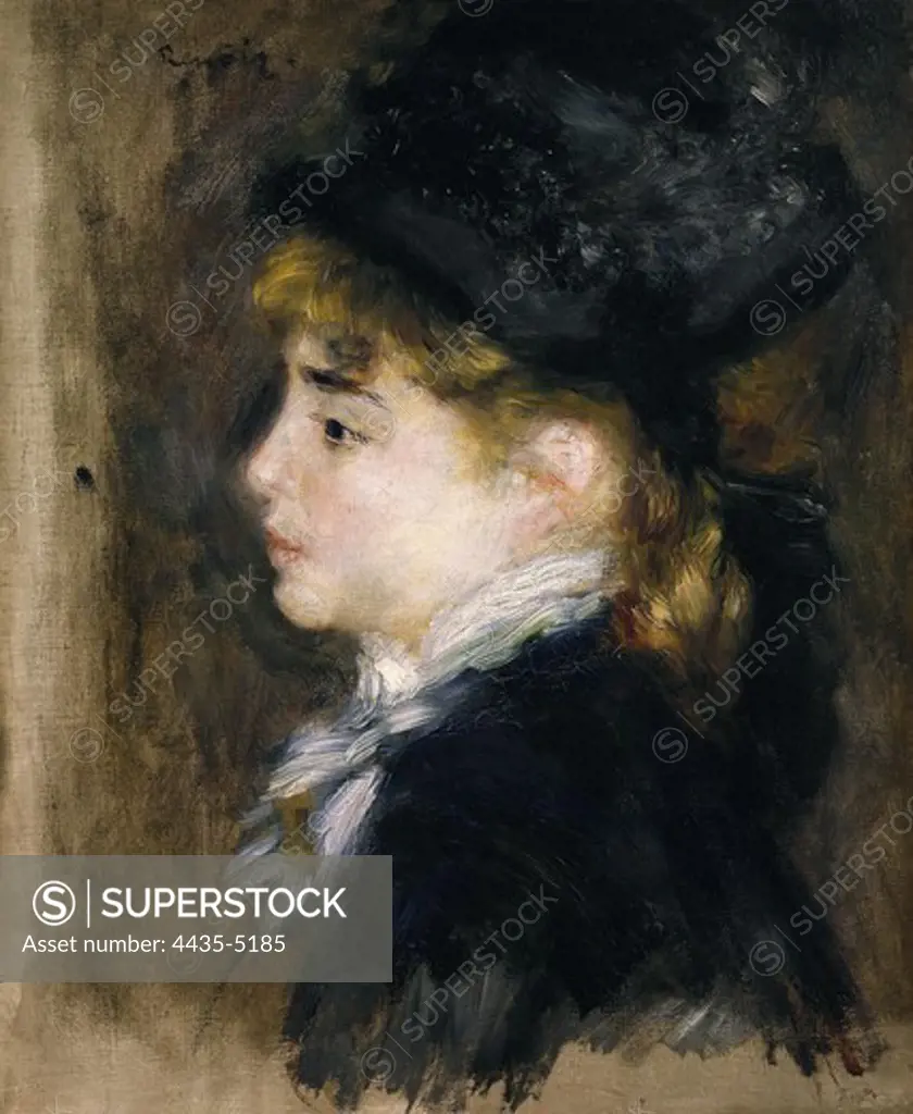 RENOIR, Pierre-Auguste (1841-1919). Portrait of Margot. 1876-1878. Impressionism. Oil on canvas. FRANCE. ëLE-DE-FRANCE. Paris. MusŽe d'Orsay (Orsay Museum).