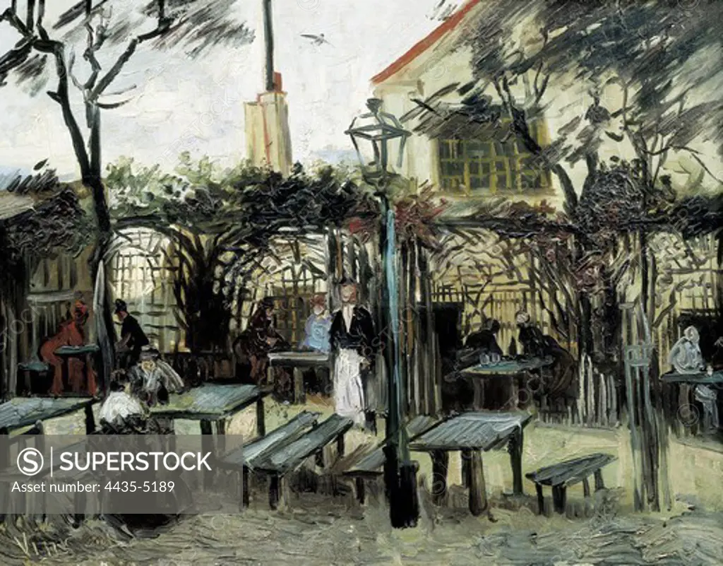 GOGH, Vincent van (1853-1890). Terrace of the CafŽ 'La Guinguuette'. 1886. 'Le Billard en bois' that afterwards it would be 'La bonne franquette'. Post-Impressionism. Oil on canvas. FRANCE. ëLE-DE-FRANCE. Paris. MusŽe d'Orsay (Orsay Museum).