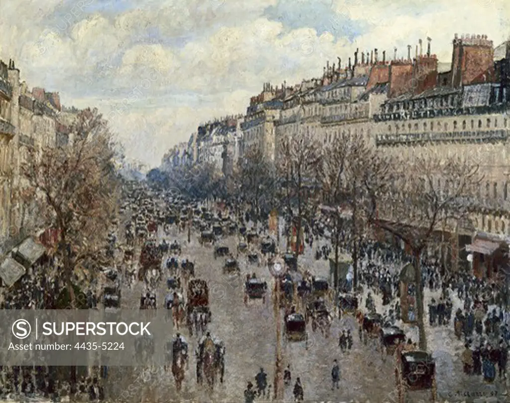 PISSARRO, Camille (1830-1903). Boulevard Monmartre in Paris. 1897. Impressionism. Oil on canvas. RUSSIA. SAINT PETERSBURG. Saint Petersburg. State Hermitage Museum.