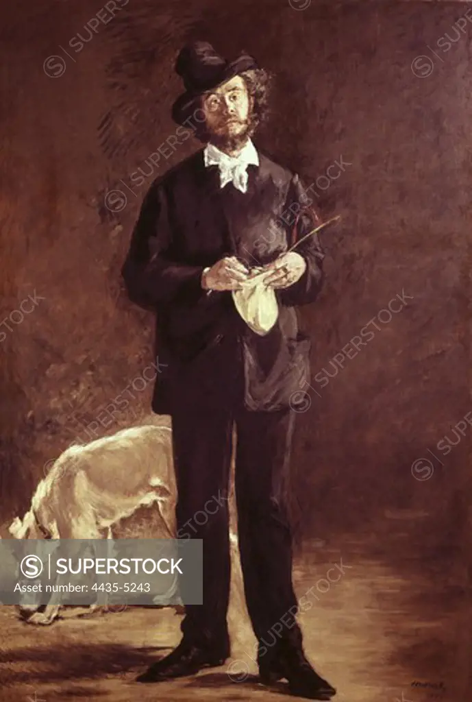 MANET, ƒdouard (1832-1883). Portrait of Gilbert-Marcellin Desboutin (The Artist). 1875. Impressionism. Oil on canvas. BRAZIL. Sao Paulo. Sao Paulo Museum of Art.