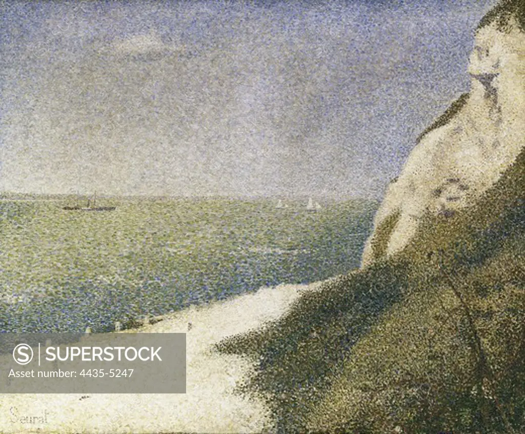 SEURAT, Georges (1859-1891). Beach at Bas Butin, Honfleur. 1886. Pointillism. Oil on canvas. BELGIUM. WALLONIA. HAINAUT. Tournai. Fine Arts Museum.