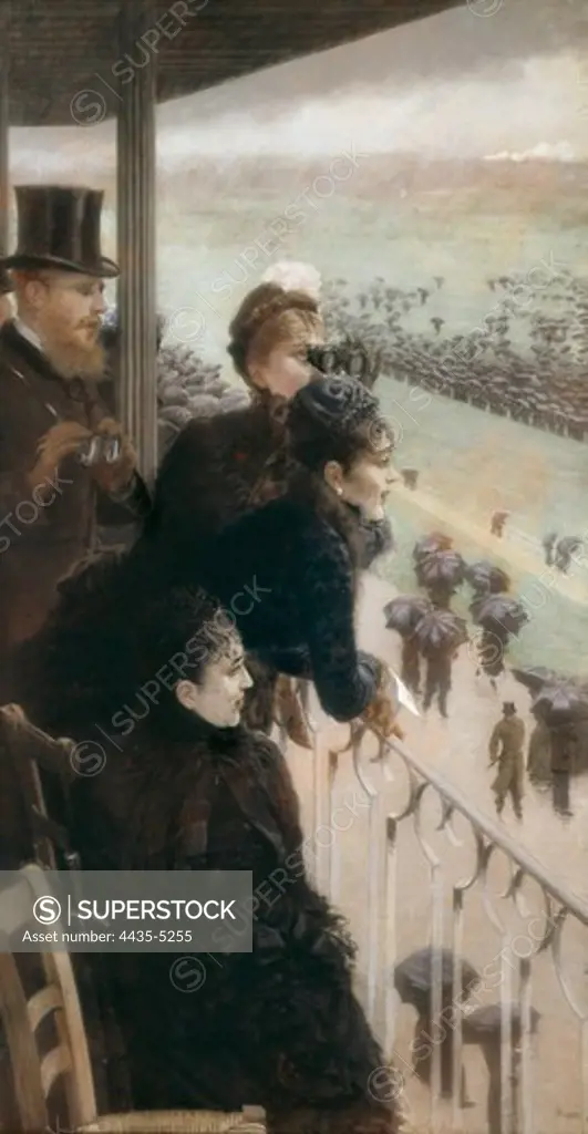 DE NITTIS, Giuseppe (1846-1884). Horse Races in the Bois de Boulogne. 1881. Right panel. Impressionism. Pastel. ITALY. LAZIO. Rome. Galleria Nazionale d'Arte Moderna (National Gallery of Modern Art).