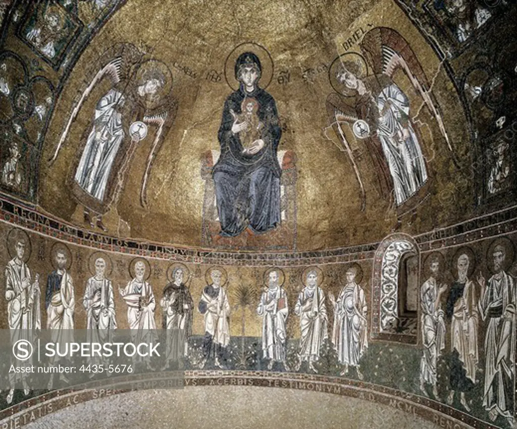 ITALY. Trieste. Cathedral of Saint Giusto. Apse. Venetian school. Middle Byzantine art. Mosaic.