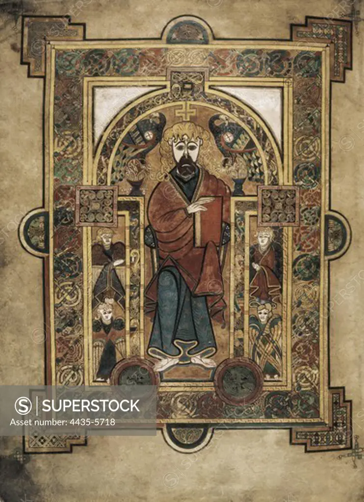 Book of Kells. 8th-9th c. Saint John the Evangelist. Anglo-Irish art. Miniature Painting. IRELAND. LEINSTER. Dublin. Trinity College Library. Proc: IRELAND. LEINSTER. Kells.
