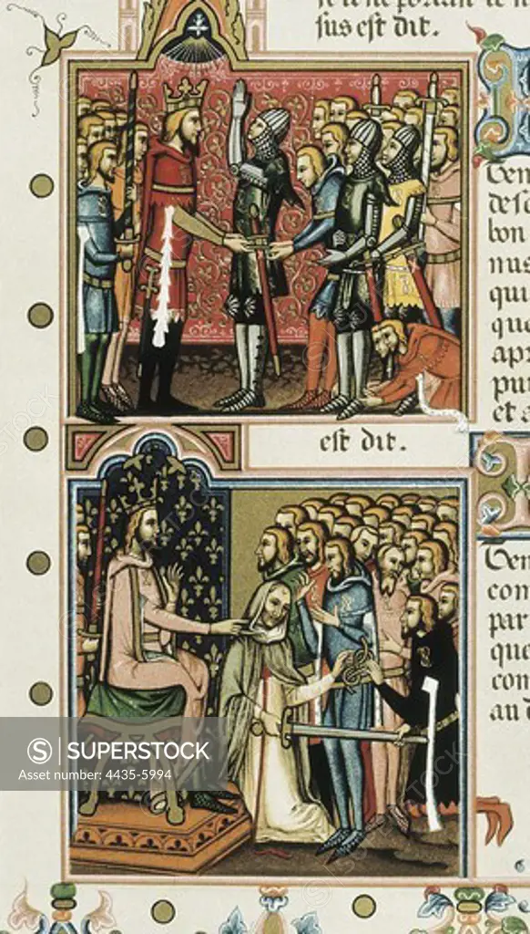Statute of the Order of the Holy Spirit. Rules for the investiture of knights. Gothic art. Miniature Painting.