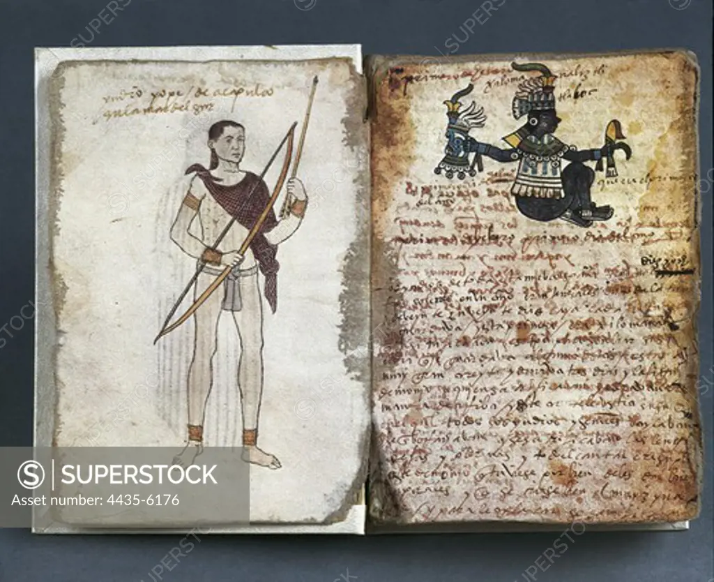 Codex Tudela. 1530-1554. Codex with pictures drawn by a Tlacuilo Indian and writen by a Christian missionar. Aztec art. SPAIN. MADRID (AUTONOMOUS COMMUNITY). Madrid. America's Museum.