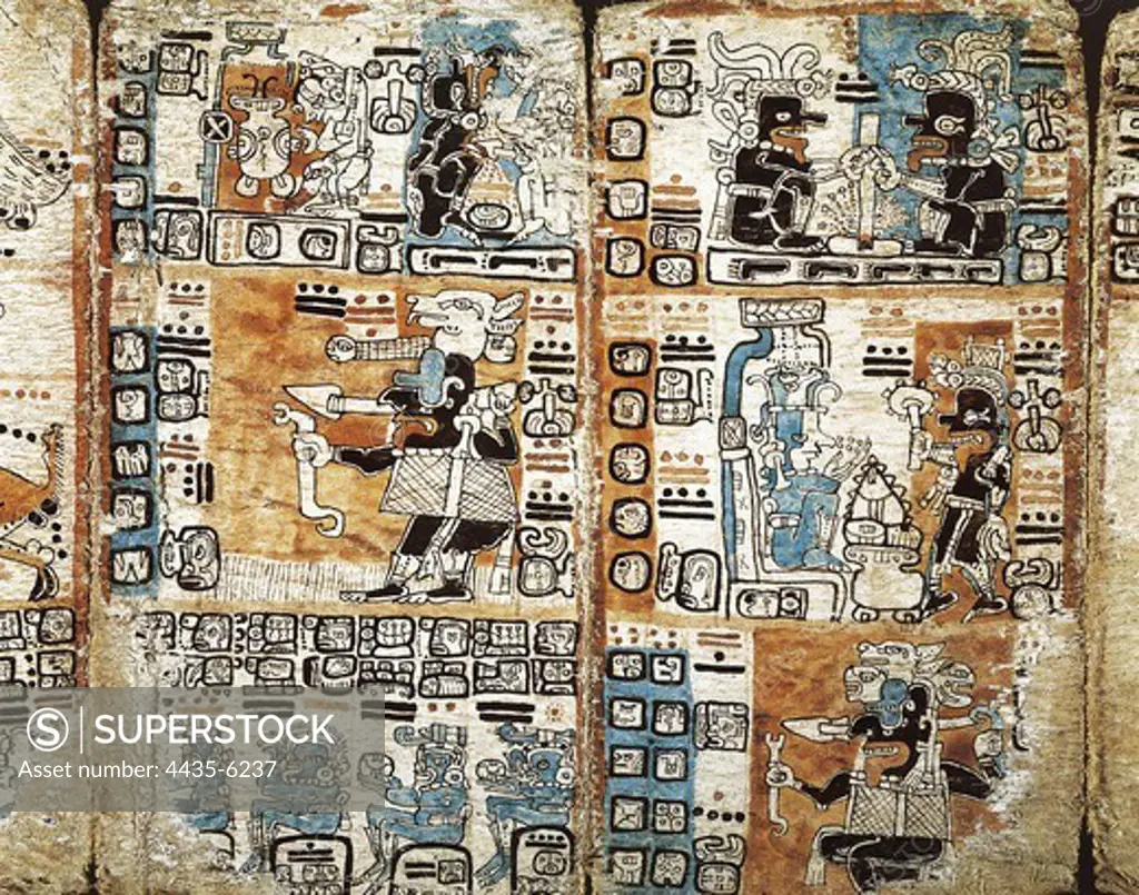 Trocortesian or Madrid Codex. s.XIV. Detail. Maya art. Miniature Painting. SPAIN. MADRID (AUTONOMOUS COMMUNITY). Madrid. America's Museum.