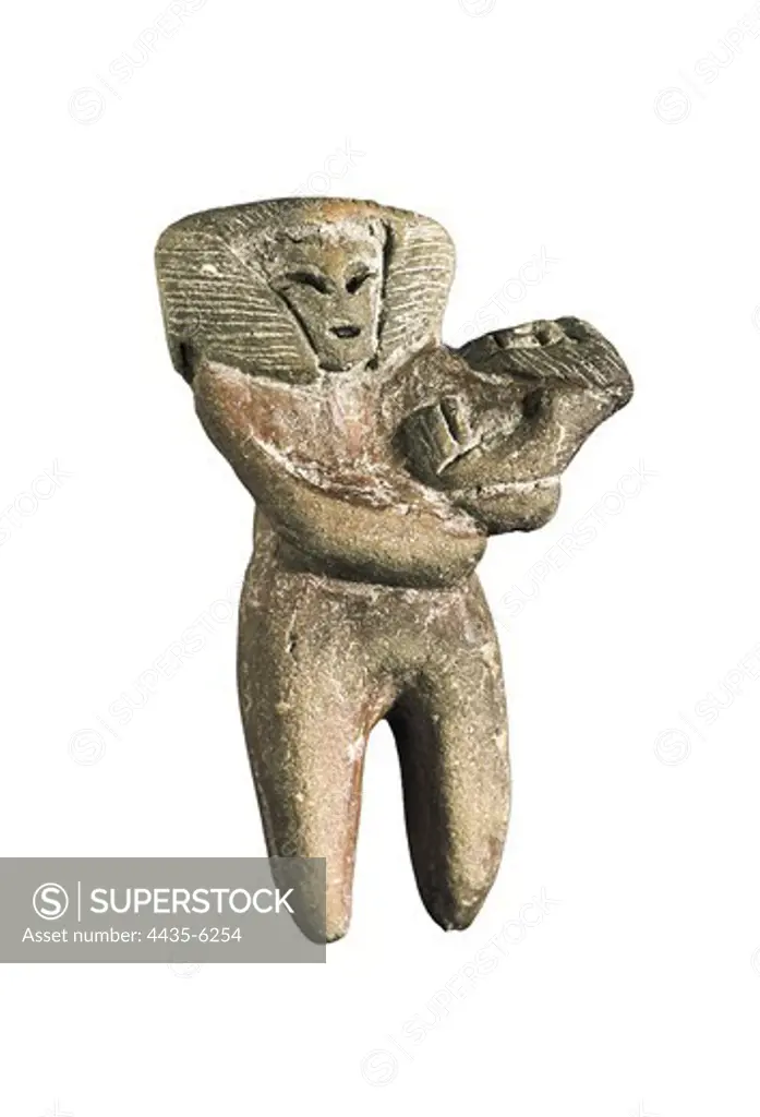 Venus of Valdivia. 3500 -1000 BC. Valdivia Culture. Handmoulded little statue, from Santa Elena Peninsula (Ecuador). Symbol of fertility. Pre-Columbian art. Terra-cotta.