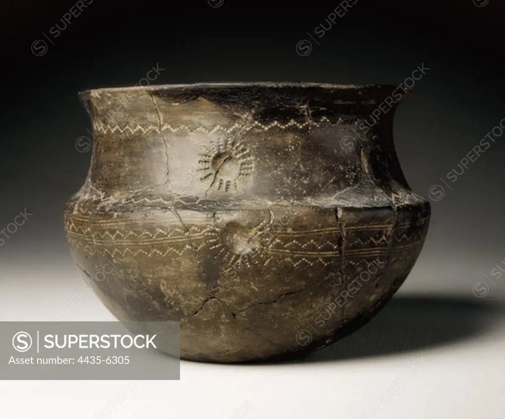 Ceramic vase. 6th c. - 4th c. BC. Cogotas Culture. Bronze Age. Ceramics. SPAIN. MADRID (AUTONOMOUS COMMUNITY). Madrid. National Museum of Archaeology. Proc: SPAIN. CASTILE AND LEON. AVILA. Carde-osa. Las Cogotas.