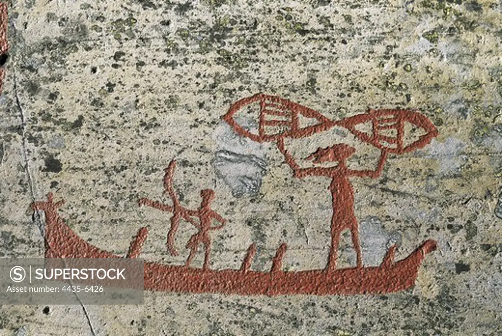 NORWAY. FINNMARK. Petroglyphs of Alta. Rock No. 7. Neolithic art. Cave.