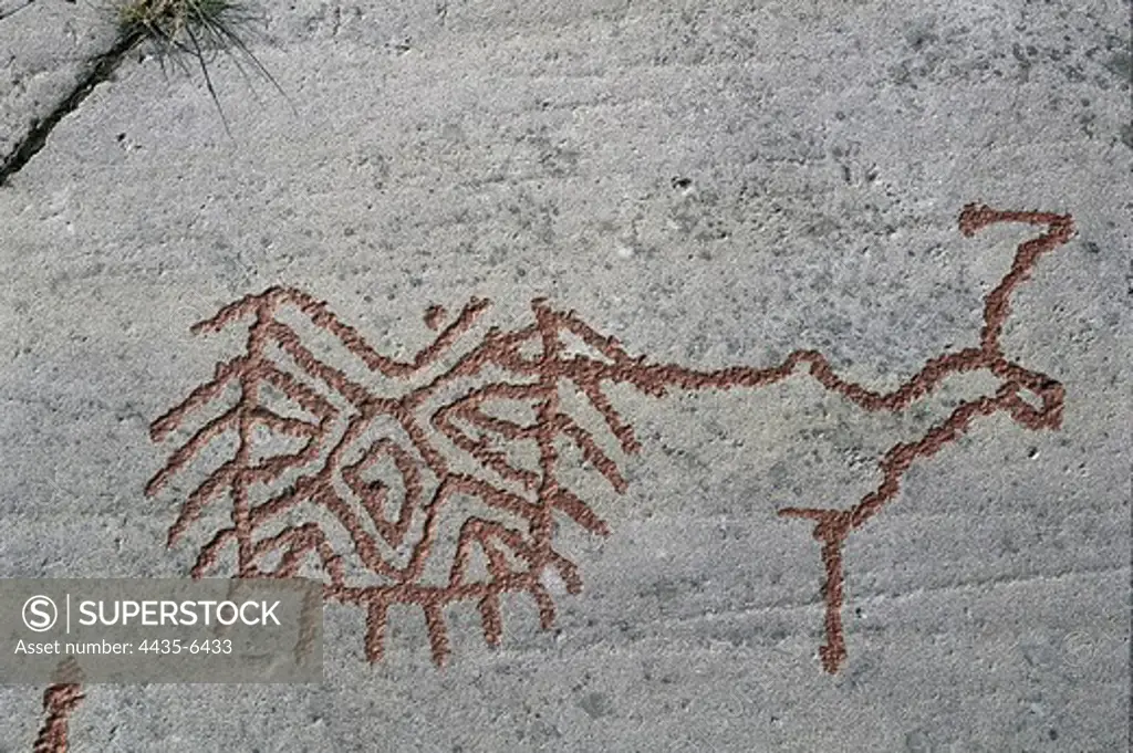 NORWAY. FINNMARK. Petroglyphs of Alta. Rock No. 7. Neolithic art. Engraving.