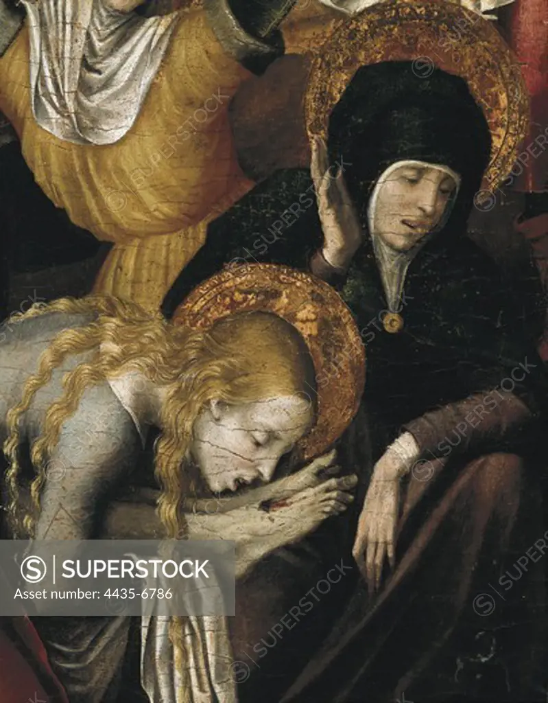 CAVARO, Pietro (-1538). Descent. beg. 16th c. Detail. Renaissance art. Oil. ITALY. SARDINIA. Cagliari. National Picture Gallery.