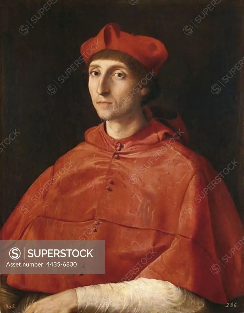 Raphael (1483-1520). Portrait of a Cardinal. 1512. Cardinal Alidosi. Renaissance art. Cinquecento. Oil on canvas. SPAIN. MADRID (AUTONOMOUS COMMUNITY). Madrid. Prado Museum.