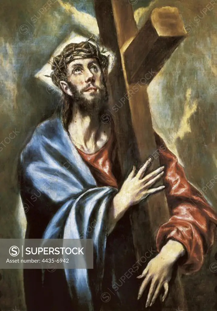 Greco, DomŽnikos Theotokpoulos, called El (1541-1614). Christ Clasping the Cross. 1594 - 1604. Mannerism art. Oil on canvas. SPAIN. MADRID (AUTONOMOUS COMMUNITY). Madrid. Prado Museum.