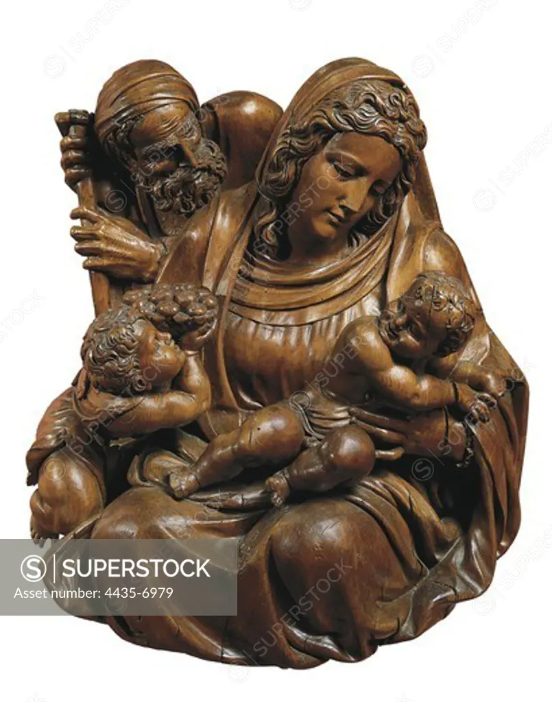 SILOƒ, Diego de (1495-1563). Holy Family. first half 16th c,. Renaissance art. Sculpture on wood. SPAIN. CASTILE AND LEON. Valladolid. National Museum of Sculpture.