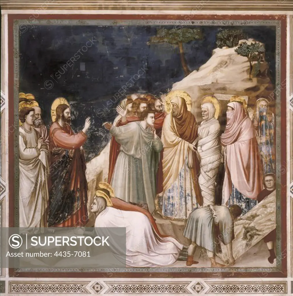 Giotto di Bondone (1267-1337). Scenes from the Life of Christ: 9. Raising of Lazarus. ITALY. Padua. Scrovegni Chapel. Scene n¼ 27. Renaissance art. Trecento. Fresco.