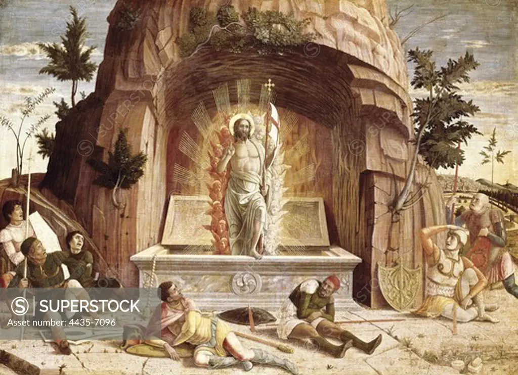 MANTEGNA, Andrea (1431-1506). The Resurrection. 1459. Renaissance art. Quattrocento. Oil on wood. FRANCE. CENTRE. INDRE-ET-LOIRE. Tours. Fine Arts Museum.