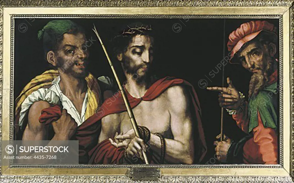 MORALES, Lus de (1515-1586). Christ before Pilate. 16th c. Mannerism art. Oil on wood. SPAIN. MADRID (AUTONOMOUS COMMUNITY). Madrid. St. Fernando Royal Academy Museum.