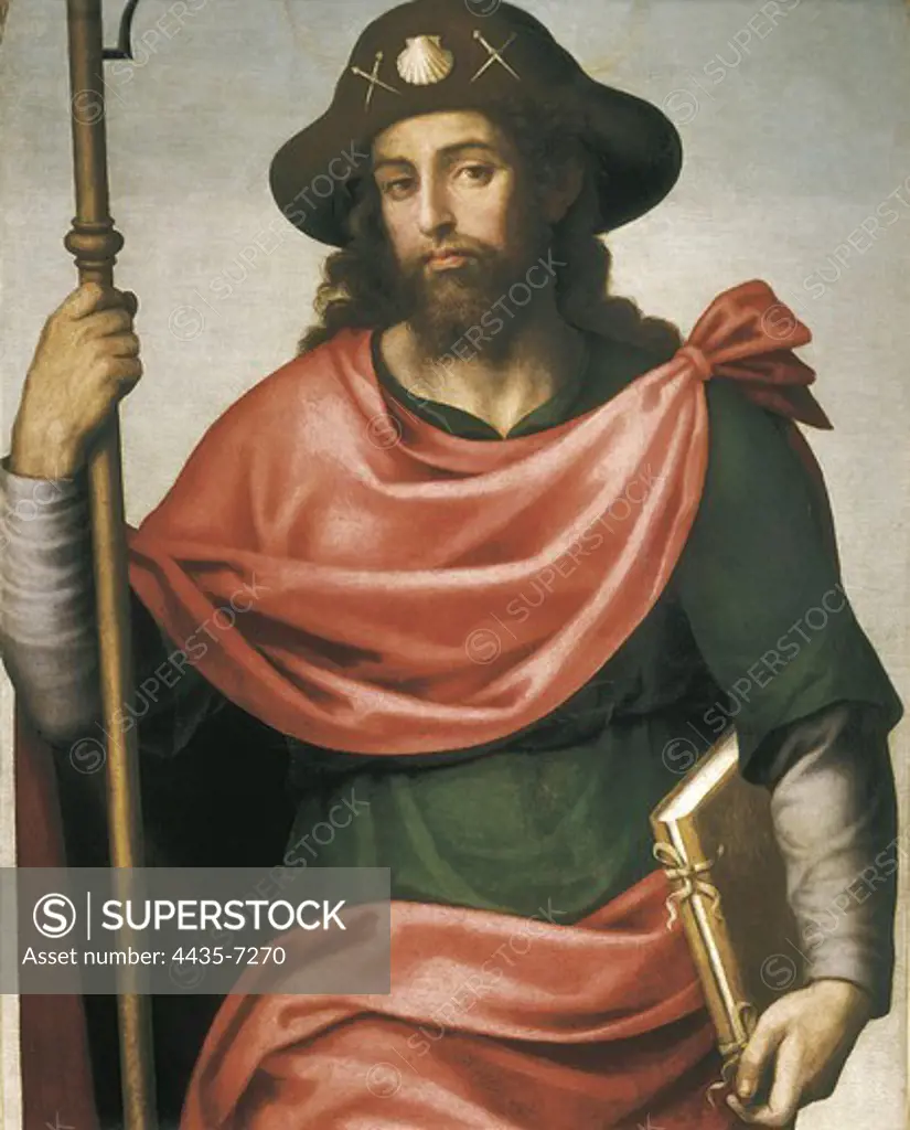 JUANES, Juan de (1523-1579). Saint James the Pilgrim. mid. 16th c. Oil on canvas. SPAIN. GALICIA. LA CORUNA. Santiago de Compostela. Pilgrimage Museum.