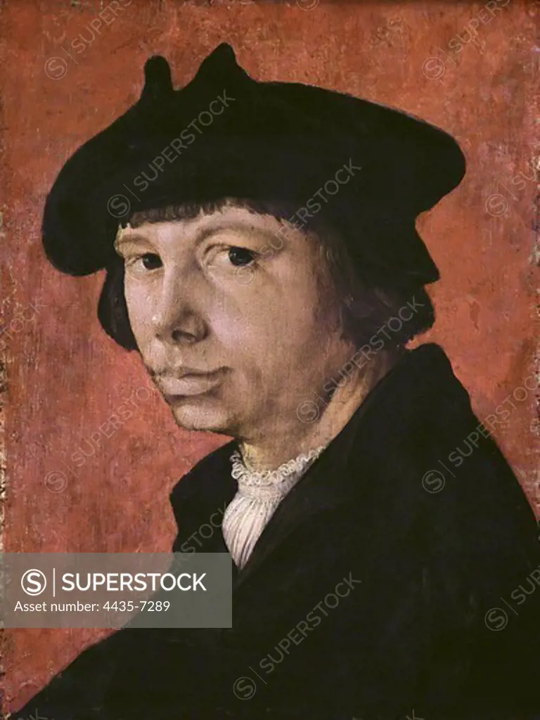 LUCAS VAN LEYDEN (1494-1533). Self-portrait. 1509. Renaissance art. Oil on wood. GERMANY. LOWER SAXONY. Brunswick. Herzog Anton Ulrich Museum.