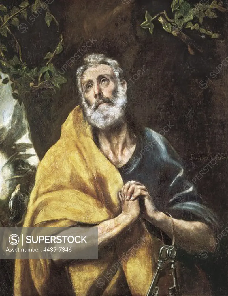 The Tears of Saint Peter. ca. 1594 - 1604. Mannerism art. Oil on canvas. SPAIN. CASTILE-LA MANCHA. Toledo. El Greco's House and Museum.