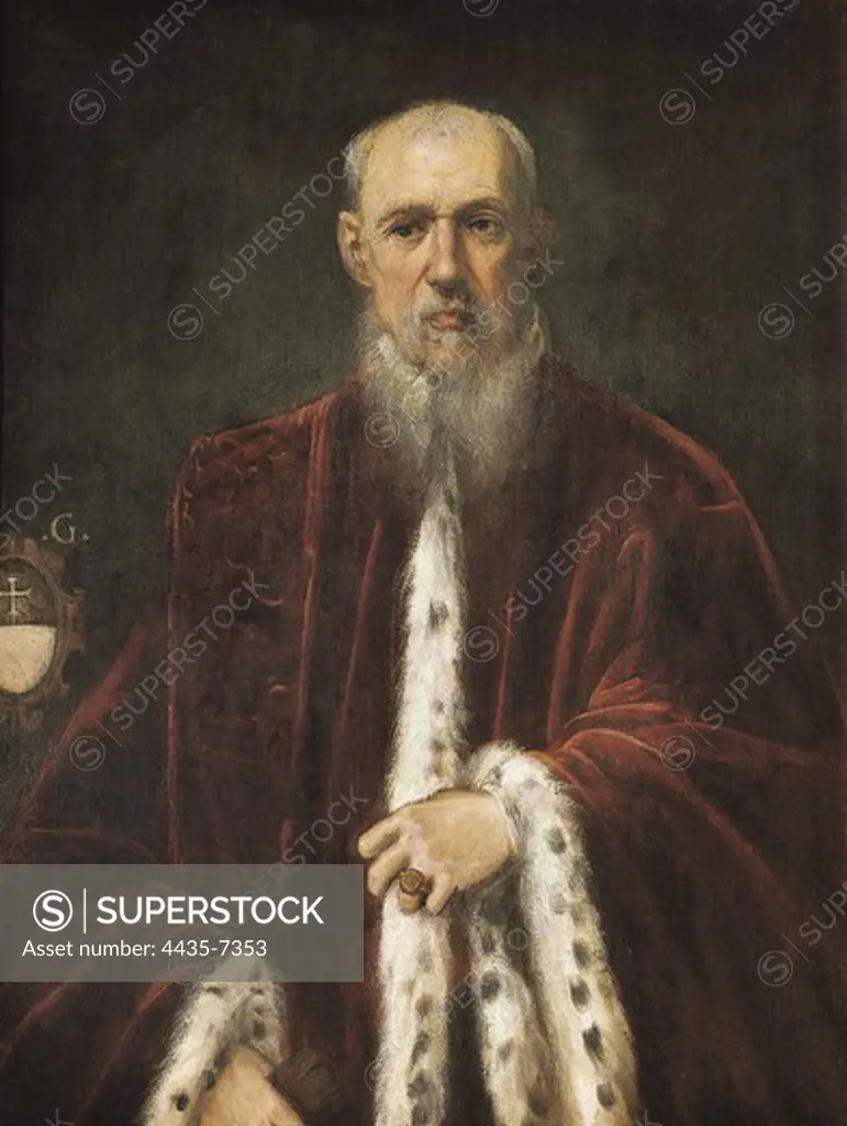 TINTORETTO, Jacopo Robusti, called Il (1518-1594). Portrait of Procurator Alessandro Gritti. 1571 - 1582. Bequest of Camb. Flemish art. Oil on canvas. SPAIN. CATALONIA. Barcelona. National Art Museum of Catalonia.