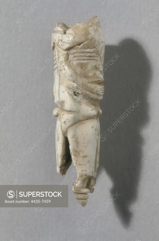 Fragment of carved bone with erotic scene. Roman art. Early Empire. Relief. SPAIN. CATALONIA. BARCELONA. Barcelona. Archaeology Museum of Catalonia. Proc: SPAIN. CATALONIA. GERONA. L'Escala. Empœries.