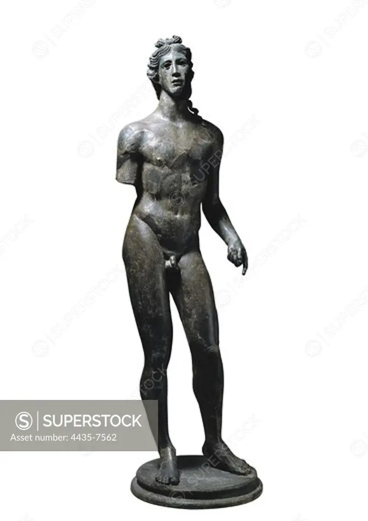 Apollo of Tiermes. 1st c. Roman art. Early Empire. Sculpture on bronze. SPAIN. MADRID (AUTONOMOUS COMMUNITY). Madrid. National Museum of Archaeology. Proc: SPAIN. CASTILE AND LEON. SORIA. Montejo de Tiermes.