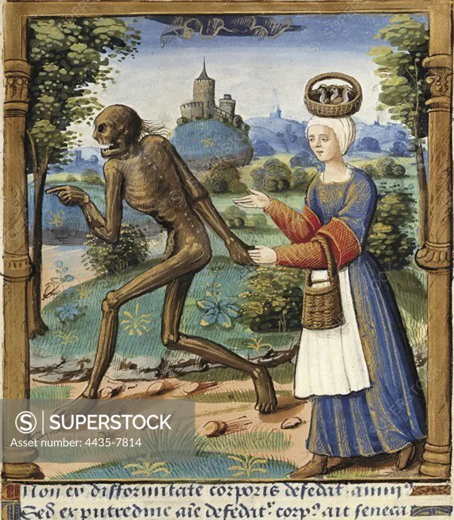 The rural life and the death (15th c.). Gothic art. Miniature Painting. FRANCE. ëLE-DE-FRANCE. Paris. National Library.